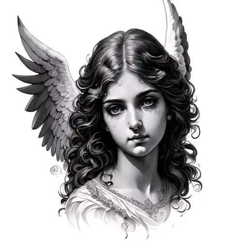 angel face tattoo design idea