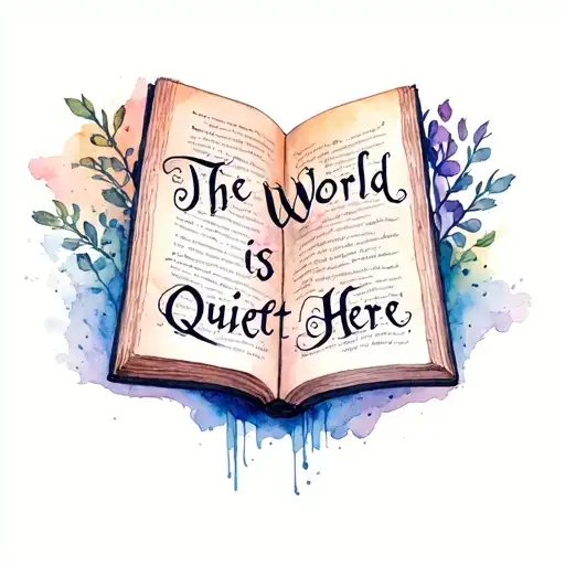 "The World is Quiet Here" ancient book open in front tattoo design idea
