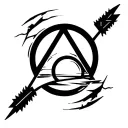 Up: a triangle with the tip up (stylized arrow) - the symbol of ascension, of clarity. Middle: an incomplete circle tattoo design idea