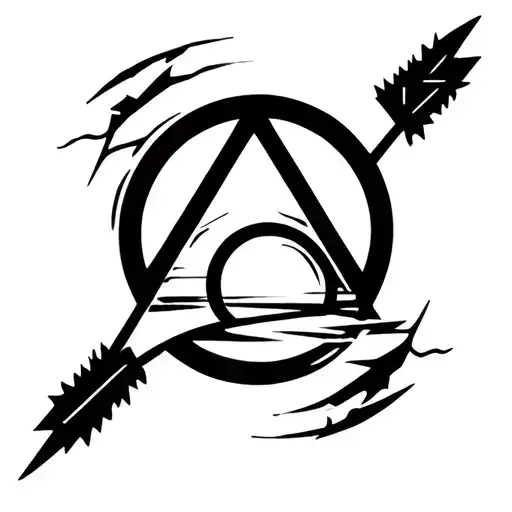 Up: a triangle with the tip up (stylized arrow) - the symbol of ascension, of clarity. Middle: an incomplete circle tattoo design idea