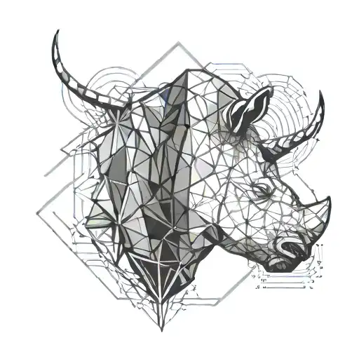 hex frame with rhino head inside tattoo design idea