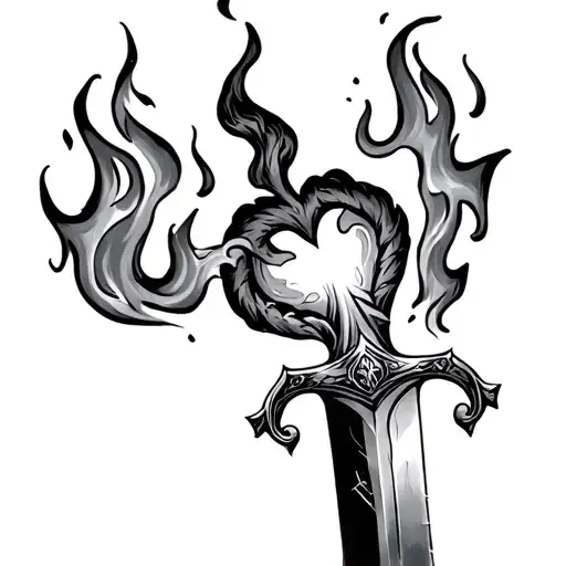 set your heart ablaze as sword tattoo design idea