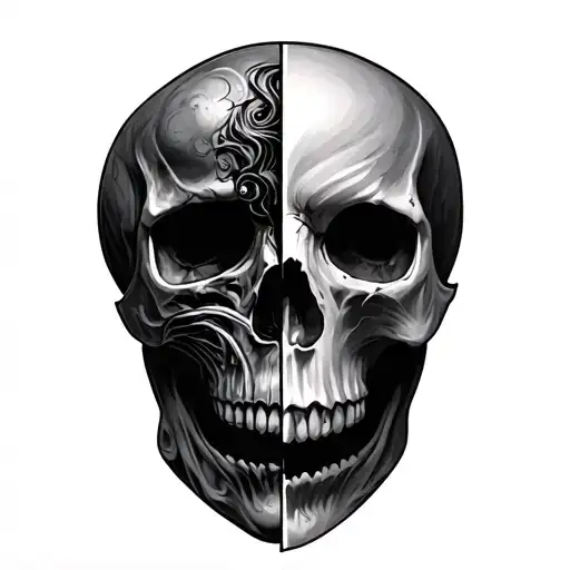 Half Face Half Skull tattoo design idea