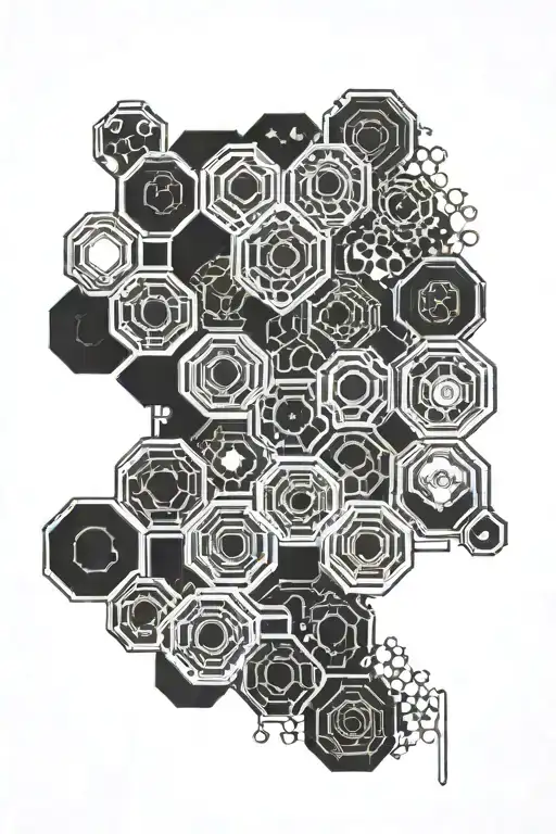 Cyber electronics with honeycombs tattoo design idea