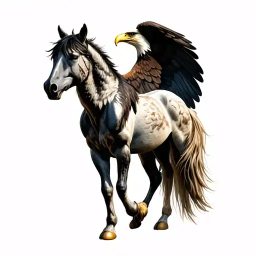 Horse with eagle head wings wolf legs tattoo design idea