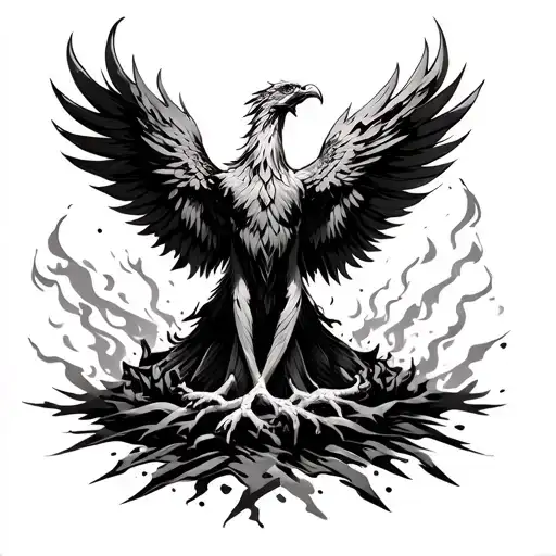 phoenix rising from the ashes tattoo design idea