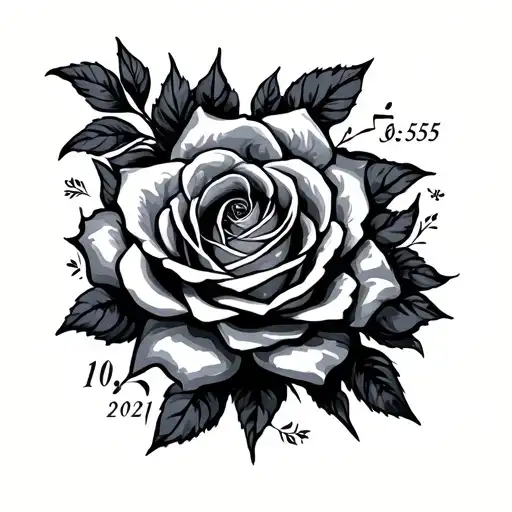 5:55 time 10/10/2021 date tattoo design idea