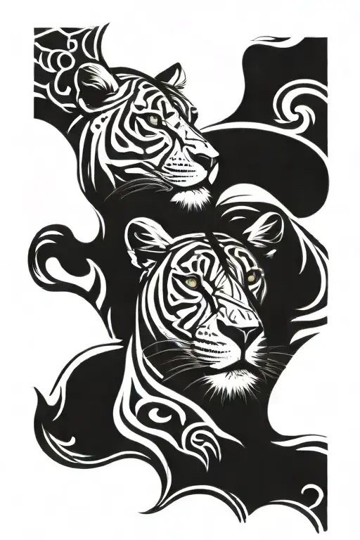 lioness and cub tattoo design idea
