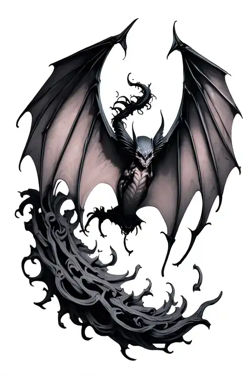 gothic bat wings tattoo design idea
