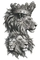 lion with Caesar crown tattoo design idea