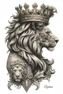 lion with Caesar crown tattoo design idea