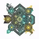 cybernetics and hives pattern tattoo design idea