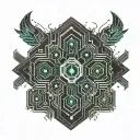 cybernetics and hives pattern tattoo design idea