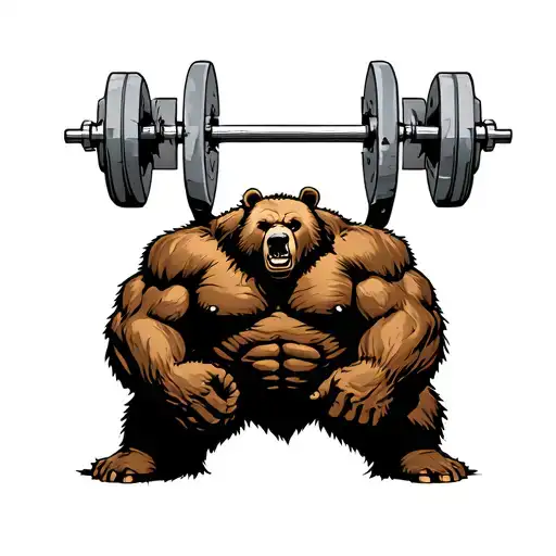 a hulked out kodiak bear holding the weight of the United States Coast Guard on its shoulders  tattoo design idea