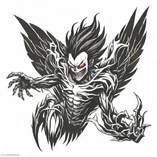 ryuk death note flying towards tattoo design idea