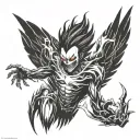 ryuk death note flying towards tattoo design idea