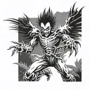 ryuk death note flying towards tattoo design idea