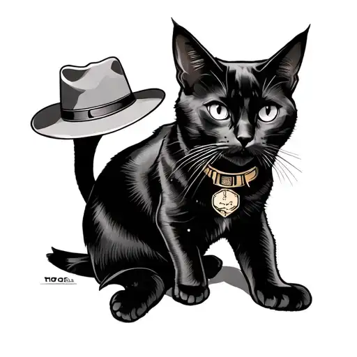 space cowboy and black cat tattoo design idea