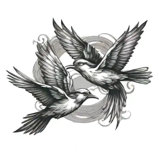 two birds flying tattoo design idea