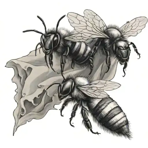 bees dressed up as ghosts flying tattoo design idea