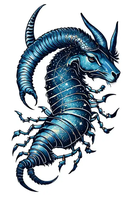 ASTROLOGY MIX OF Capricorn, Scorpio Virgo constellation tattoo design idea
