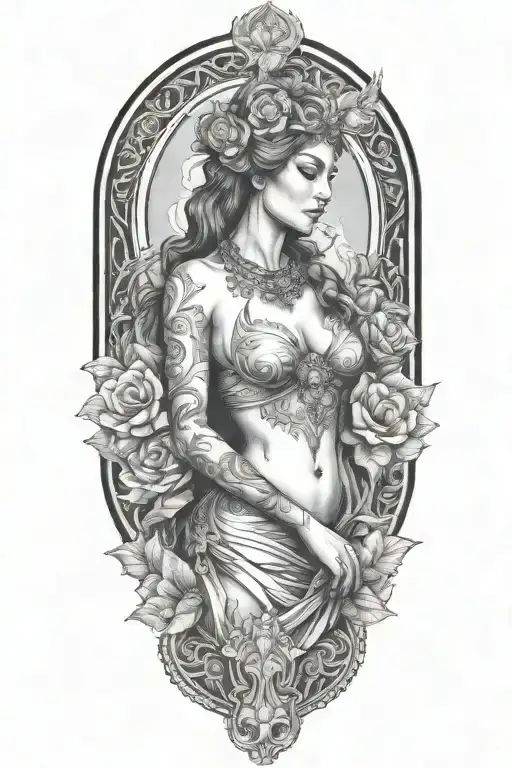 fortuna goddess sexy fit tattoo design idea