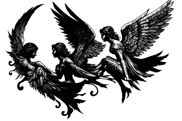 Fall angels tattoo design idea