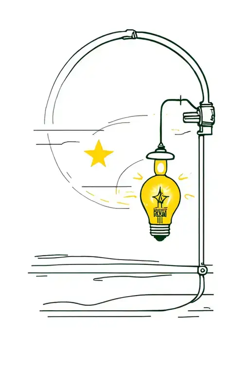 Create a tattoo with a garden lamp plus Heineken star as a light bulb and a sun in the background tattoo design idea