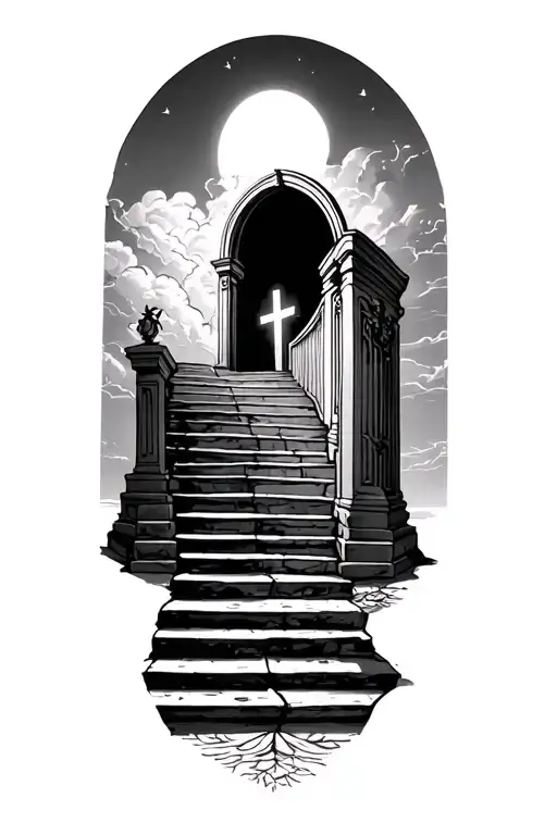 stairway to heaven gates tattoo design idea