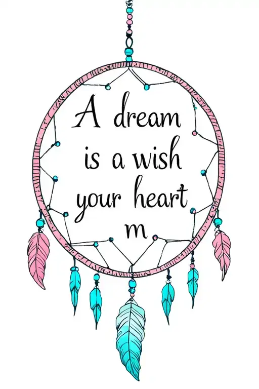 "A dream is a wish your heart m" disney stitch ice skate Dreamcatcher tattoo design idea
