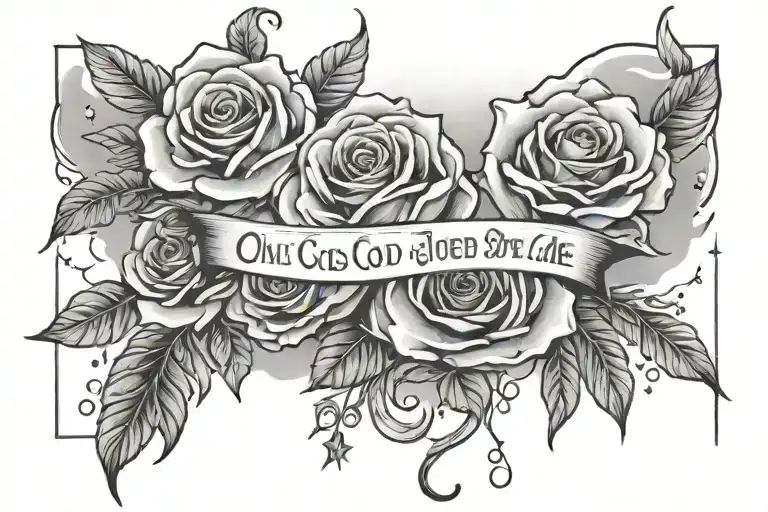 The words "Only God Can Judge Me" with clouds, stars, birds and roses on the forearm tattoo design idea