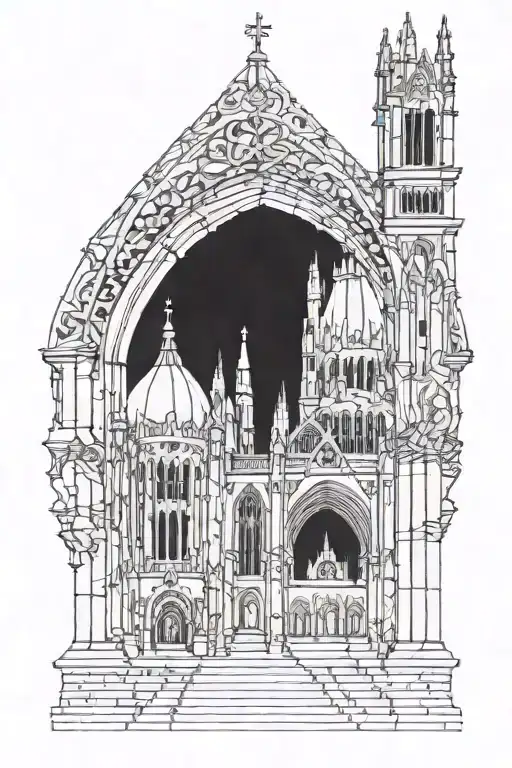 Gothic cathedral tattoo design idea