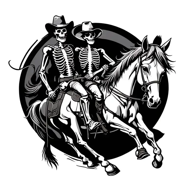 skeleton cowboy riding a horse tattoo design idea