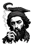 bin Laden smoking holding draco tattoo design idea