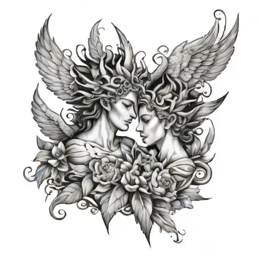 helios and Gaïa gods tattoo design idea