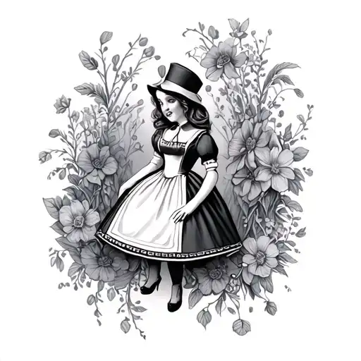 Alice in wonderland tattoo design idea