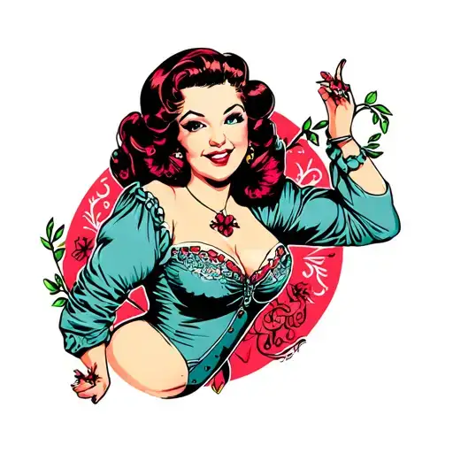 Chubby Pin Up Girl tattoo design idea