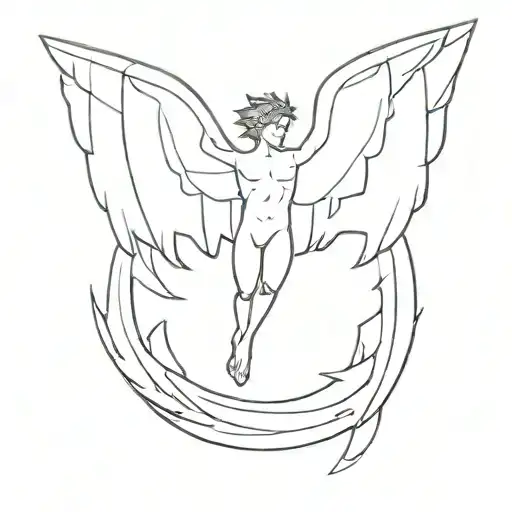 a winter flight of icarus with ice wings spread wide tattoo design idea