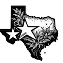 state of texas into a star tattoo design idea
