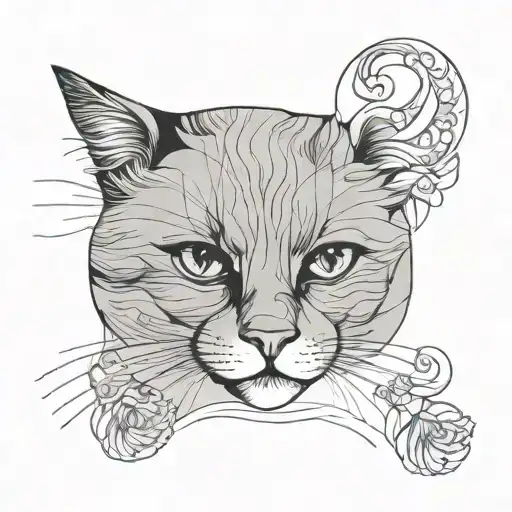 minimalist cat with an apricot tattoo design idea