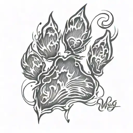 wolf paw print outline tattoo design idea