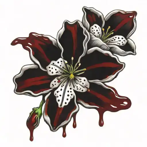 flowers with blood dripping from it tattoo design idea