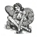 futa pinup girl sitting tattoo design idea