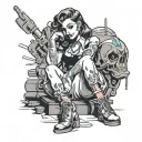 futa pinup girl sitting tattoo design idea