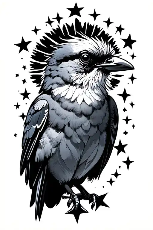 Azores bird with stars tattoo design idea
