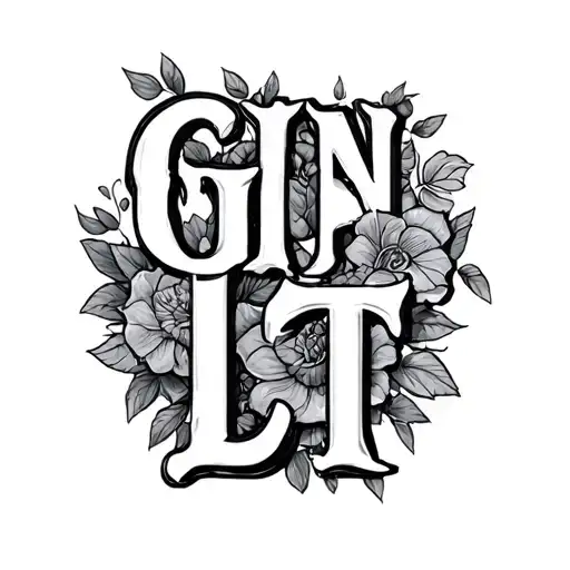 letters G, N, P, V, L, D, S , T family love tattoo design idea