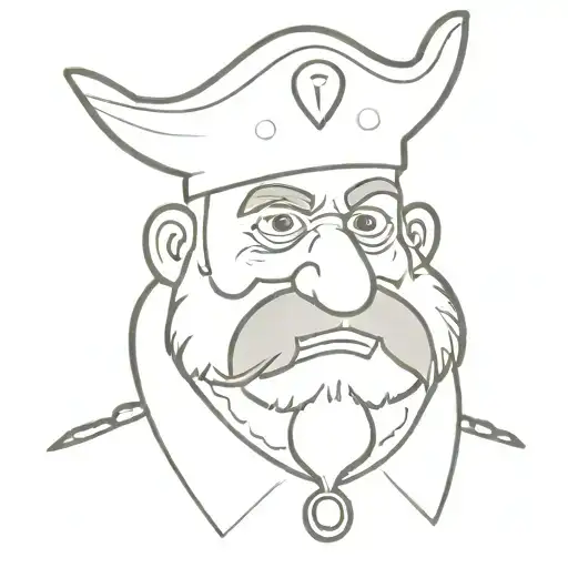 barba captain - jadrolinja croatian ferries mascotte. as a fineline cartoon  a little bit more serious than the original tattoo design idea