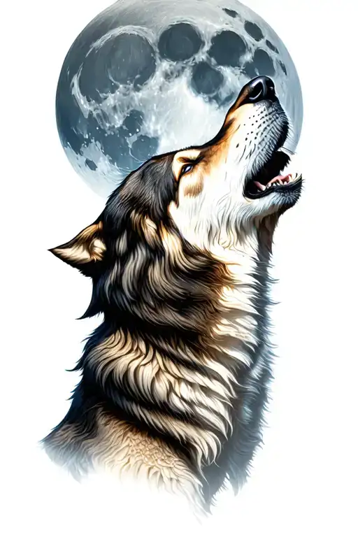 wolf howling at the moon tattoo design idea
