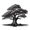 thin simple potrait boab tree tattoo design idea