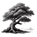 thin simple potrait boab tree tattoo design idea